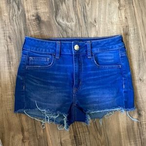 blue american eagle outfitters super stretch hi-rise shortie size 4